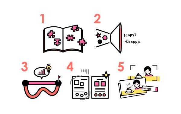 5つの仕事がイメージできるイラスト